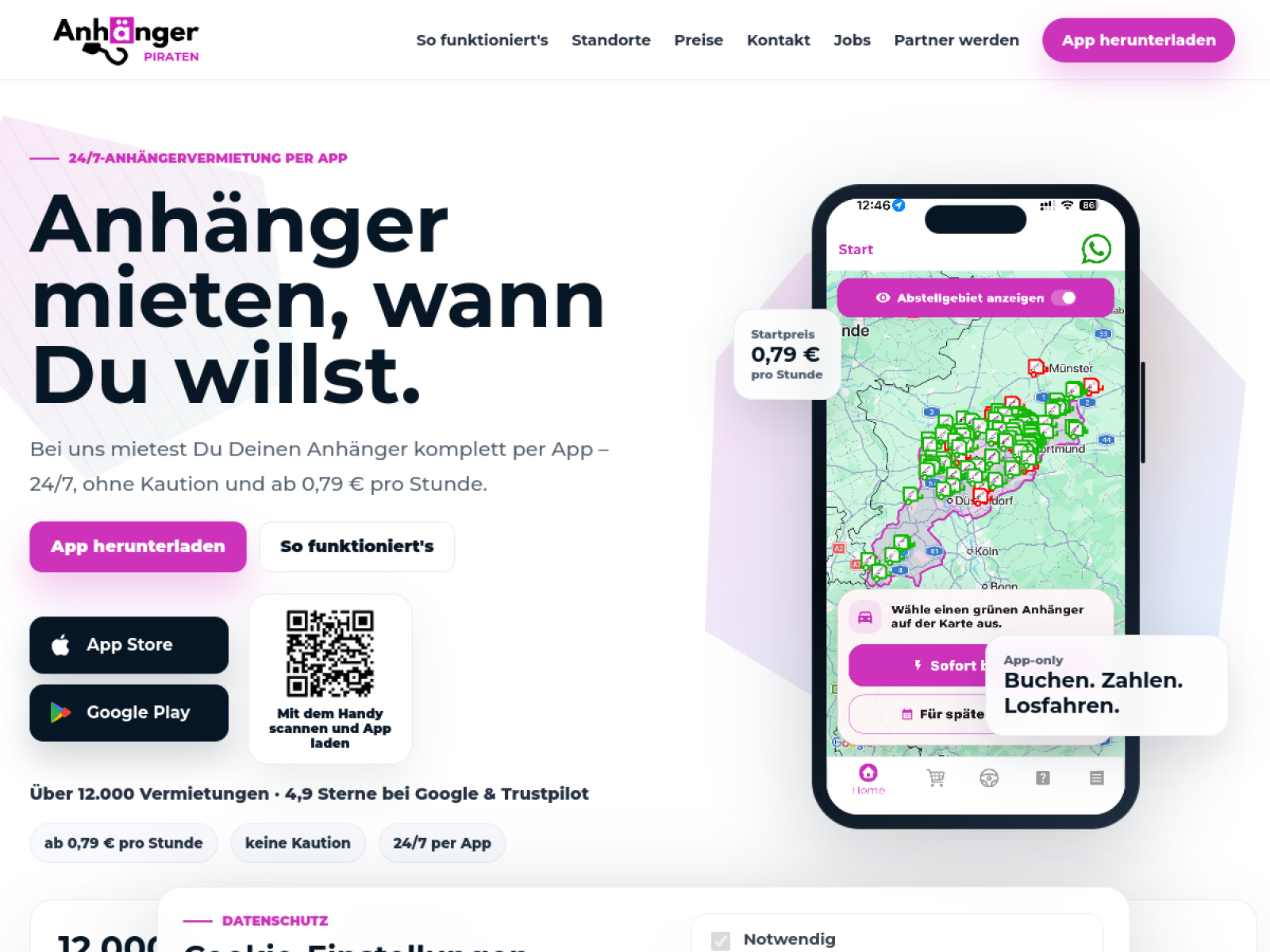 Website-Vorschau der Anhängerpiraten